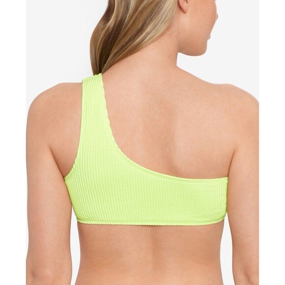 Salt + Cove One Shoulder Ribbed Bikini Top Citron Yellow Size Large - Picture 2 of 8